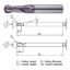 Picture of WIDIN TXB202025 DIA 2.50MM SH 0.1181 LOC 0.3150 OAL 1.535 End Mill Standard Flute Standard Helix Carbide TiAlN Single End Ball Nose THUNDER