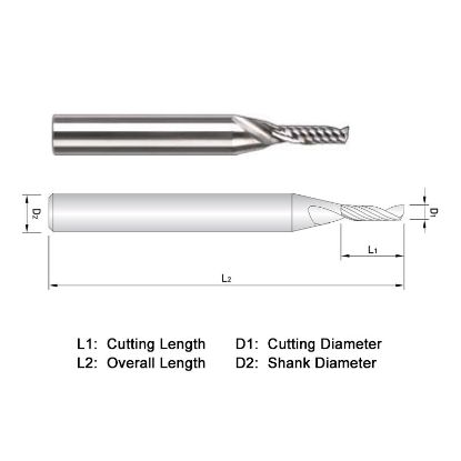Picture of WIDIN WAE301020 DIA 2MM SH 0.2362 LOC 0.2362 OAL 1.9685 End Mill Standard Flute High Helix Carbide Uncoated Single End Square Sharp ALU-WAVE