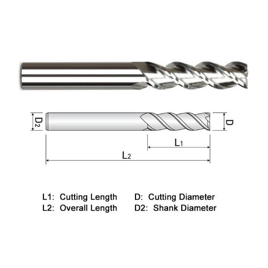 Picture of WIDIN WAR513A064060 DIA 1 SH 1.00 LOC 2.00 OAL 5.00 End Mill Standard Flute High Helix Carbide DLC Single End Corner Radius 0.0600 1.52MM ALU-WAVE