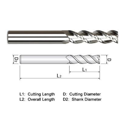 Picture of WIDIN WAE503A064 DIA 1 SH 1.00 LOC 1.50 OAL 4.00 End Mill Standard Flute High Helix Carbide DLC Single End Square Sharp ALU-WAVE