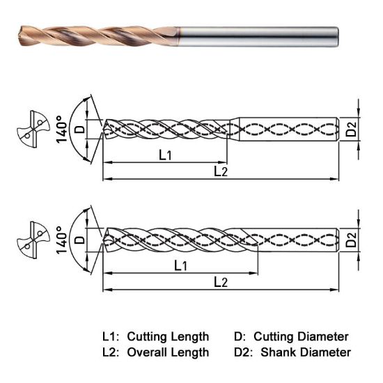 Picture of WIDIN SF505190 19.00MM DIA 140° Point 2 Flute 5XD Drill