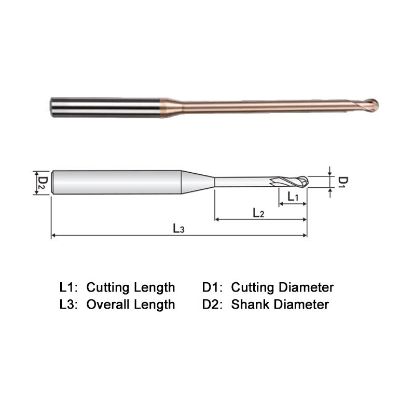Picture of WIDIN WB51212045110 DIA 12MM SH 0.4724 LOC 0.8661 OAL 4.3307 End Mill Standard Helix Standard Helix Carbide AlTiN Single End Ball Nose WINNER