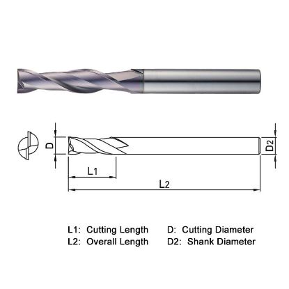 Picture of WIDIN TX222160 DIA 16MM SH 0.6299 LOC 1.7717 OAL 3.9370 End Mill Standard Flute Standard Helix Carbide TiAlN Single End Square Sharp THUNDER