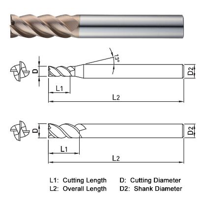 Picture of WIDIN WE504H12060 DIA 12MM SH 0.4724 LOC 2.3622 OAL 4.3307 End Mill Standard Flute Standard Helix Carbide AlTiN Single End Square Sharp WINNER