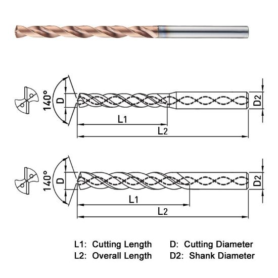 Picture of WIDIN SF508133 13.30MM DIA 140° Point 2 Flute 8XD Drill