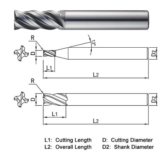 Picture of WIDIN SM504100S DIA 10MM SH 0.3937 LOC 0.8661 OAL 2.7559 End Mill Standard Flute Standard Helix Carbide TiAlN Single End Square Sharp Z-SUS-MATE