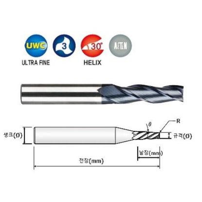 Picture of WIDIN TE50304508 DIA 4MM SH 0.3150 LOC 0.5906 OAL 2.3622 End Mill Taper Flute Carbide AlTiN Single End Square Sharp Z-CLASSIC