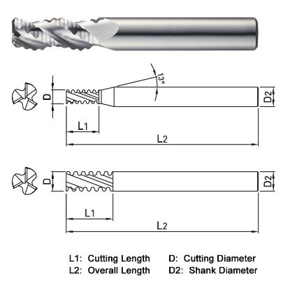 Picture of WIDIN WAF303040 DIA 4MM SH 0.2362 LOC 0.3937 OAL 2.1654 End Mill Carbide Uncoated Single End Square Sharp ALU-WAVE