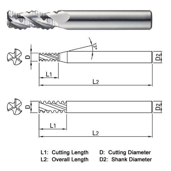 Picture of WIDIN WAF303040 DIA 4MM SH 0.2362 LOC 0.3937 OAL 2.1654 End Mill Carbide Uncoated Single End Square Sharp ALU-WAVE