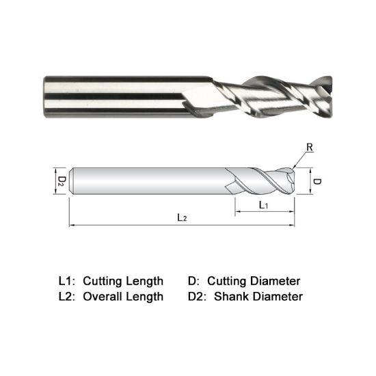 Picture of WIDIN WAR322A032020 DIA 1/2 SH 0.50 LOC 2.00 OAL 4.00 End Mill Standard Flute High Helix Carbide Uncoated Single End Corner Radius 0.0200 0.51MM ALU-WAVE