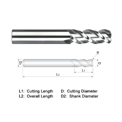 Picture of WIDIN WAR323A032020 DIA 1/2 SH 0.50 LOC 2.00 OAL 4.00 End Mill Standard Flute High Helix Carbide Uncoated Single End Corner Radius 0.0200 0.51MM ALU-WAVE