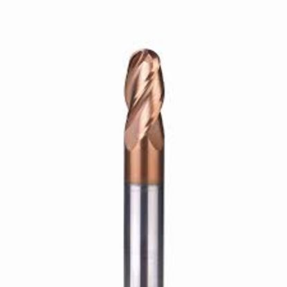 Picture of WIDIN DB734100-2.5 DIA 10MM SH 0.4724 LOC 0.3937 OAL 4.3307 End Mill Standard Flute Standard Helix Carbide AlTiN Single End Ball Nose Z-STAR