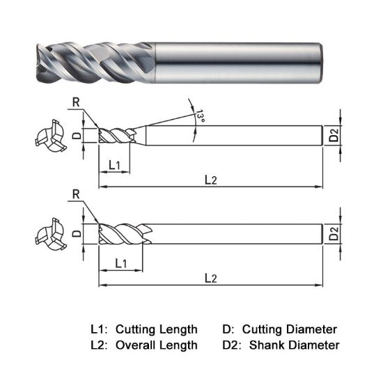 Picture of WIDIN XCR5032510 DIA 20MM SH 0.9843 LOC 1.9685 OAL 4.7244 End Mill Standard Flute High Helix Carbide TiAlN Single End Corner Radius 0.0394 1.00MM X-STAR