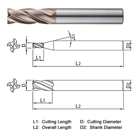 Picture of WIDIN WXE504180 DIA 18MM SH 0.7874 LOC 1.7717 OAL 3.9370 End Mill Standard Flute Variable Helix Carbide AlTiN Single End Square Sharp WINNER