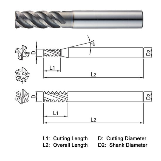Picture of WIDIN ZF625160 DIA 16MM SH 0.6299 LOC 0.8661 OAL 3.2283 End Mill Carbide AlTiN Single End Square Sharp Z-SUS-MATE