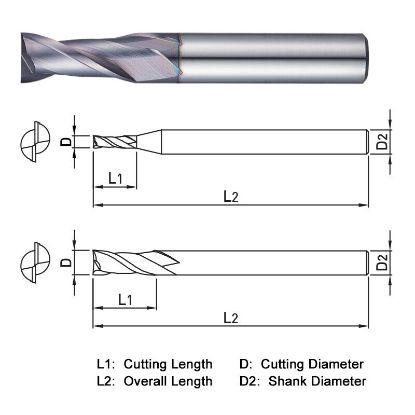 Picture of WIDIN ZE302015 DIA 1.50MM SH 0.2362 LOC 0.1575 OAL 1.574 End Mill Standard Flute Standard Helix Carbide TiAlN Single End Square Sharp THUNDER