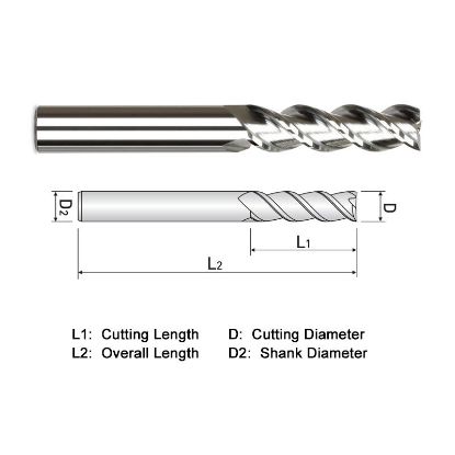 Picture of WIDIN WAR513A040090 DIA 5/8 SH 0.6250 LOC 1.6250 OAL 3.50 End Mill Standard Flute High Helix Carbide DLC Single End Corner Radius 0.0900 2.29MM ALU-WAVE