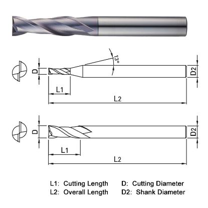 Picture of WIDIN ZE322103 DIA 10MM SH 0.3937 LOC 2.1654 OAL 7.0866 End Mill Standard Flute Standard Helix Carbide TiAlN Single End Square Sharp THUNDER