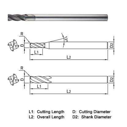 Picture of WIDIN WGRT504A032-4-030S DIA 1/2 SH 0.50 LOC 0.7500 OAL 4.00 End Mill Standard Flute Standard Helix Carbide Diamond Single End Corner Radius 0.0300 0.76MM Z-GRA-MATE