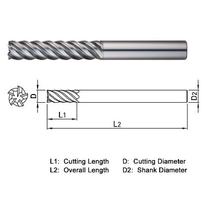 Picture of WIDIN XE515160 DIA 16MM SH 0.6299 LOC 2.9528 OAL 5.9055 End Mill Standard Flute Variable Helix Carbide TiAlN Single End Square Sharp X-STAR