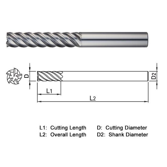 Picture of WIDIN XE515160 DIA 16MM SH 0.6299 LOC 2.9528 OAL 5.9055 End Mill Standard Flute Variable Helix Carbide TiAlN Single End Square Sharp X-STAR
