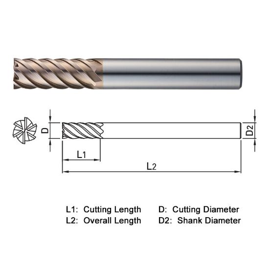 Picture of WIDIN WE506200 DIA 20MM SH 0.7874 LOC 1.7717 OAL 3.9370 End Mill Standard Flute Standard Helix Carbide AlTiN Single End Square Sharp WINNER