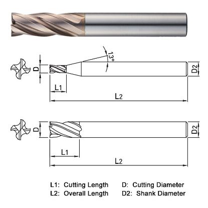 Picture of WIDIN WXE504200 DIA 20MM SH 0.7874 LOC 1.7717 OAL 3.9370 End Mill Standard Flute Variable Helix Carbide AlTiN Single End Square Sharp WINNER