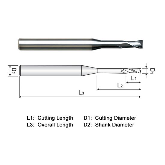 Picture of WIDIN WE7120708 DIA 0.70MM SH 0.1575 LOC 0.0394 OAL 1.771 End Mill Standard Flute Standard Helix Carbide AlTiN Single End Square Sharp Z-CLASSIC