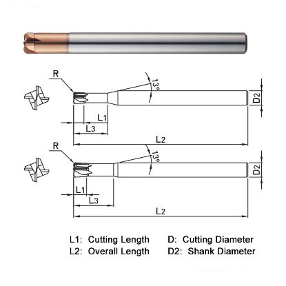 Picture of WIDIN ZSPM4120-30L DIA 12MM SH 0.4724 LOC 0.1969 OAL 4.3307 End Mill Standard Flute High Helix Carbide AlTiN Single End Corner Radius 0.1181 3.00MM Z-STAR