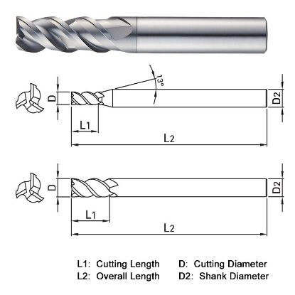 Picture of WIDIN XCE503200 DIA 20MM SH 0.7874 LOC 1.7717 OAL 3.9370 End Mill Standard Flute High Helix Carbide TiAlN Single End Square Sharp X-STAR