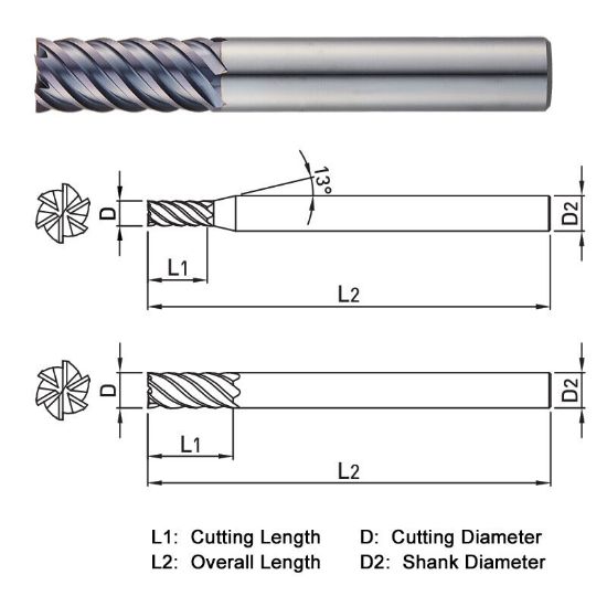 Picture of WIDIN ZE516160 DIA 16MM SH 0.6299 LOC 1.3780 OAL 3.5433 End Mill Standard Flute High Helix Carbide AlTiN Single End Square Sharp CLASSIC