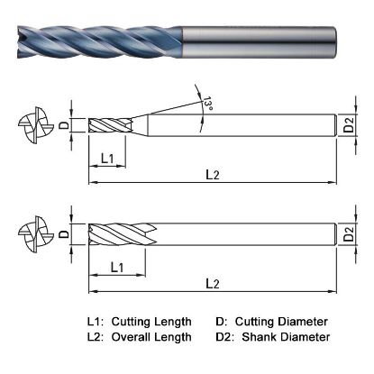 Picture of WIDIN ZE524120 DIA 12MM SH 0.4724 LOC 2.1654 OAL 4.7244 End Mill Standard Flute Standard Helix Carbide AlTiN Single End Square Sharp CLASSIC