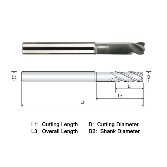 Picture of WIDIN WGE534A0100750-3 DIA 3/16 SH 0.1875 LOC 0.1875 OAL 3.00 End Mill Standard Flute Standard Helix Carbide Diamond Single End Square Sharp Z-GRA-MATE