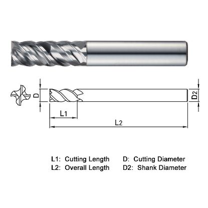 Picture of WIDIN XCE504200 DIA 20MM SH 0.7874 LOC 1.7717 OAL 3.9370 End Mill Standard Flute High Helix Carbide TiAlN Single End Square Sharp X-STAR