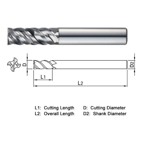 Picture of WIDIN XCE504200 DIA 20MM SH 0.7874 LOC 1.7717 OAL 3.9370 End Mill Standard Flute High Helix Carbide TiAlN Single End Square Sharp X-STAR