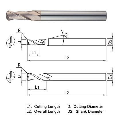 Picture of WIDIN WR50220015 DIA 20MM SH 0.7874 LOC 1.4961 OAL 5.9055 End Mill Standard Flute Standard Helix Carbide AlTiN Single End Corner Radius 0.0591 1.50MM WINNER