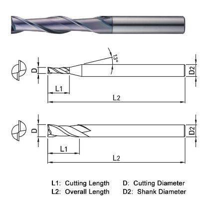 Picture of WIDIN ZE522101 DIA 10MM SH 0.3937 LOC 2.3622 OAL 6.1024 End Mill Standard Flute Standard Helix Carbide AlTiN Single End Square Sharp CLASSIC