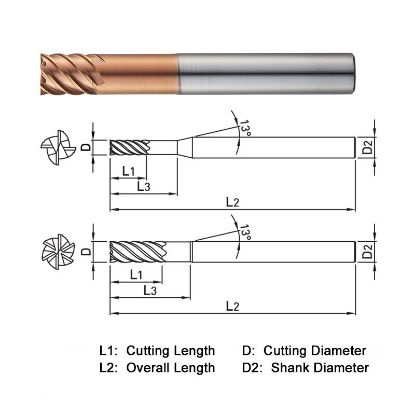 Picture of WIDIN ZE726120 DIA 12MM SH 0.4724 LOC 0.5906 OAL 3.1496 End Mill Standard Flute High Helix Carbide AlTiN Single End Square Sharp Z-STAR