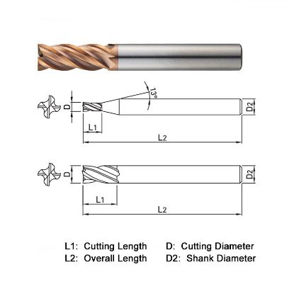 Picture of WIDIN ZS124120 DIA 12MM SH 0.4724 LOC 1.3780 OAL 3.3465 End Mill Standard Flute Standard Helix Carbide AlTiN Single End Square Sharp Z-STAR