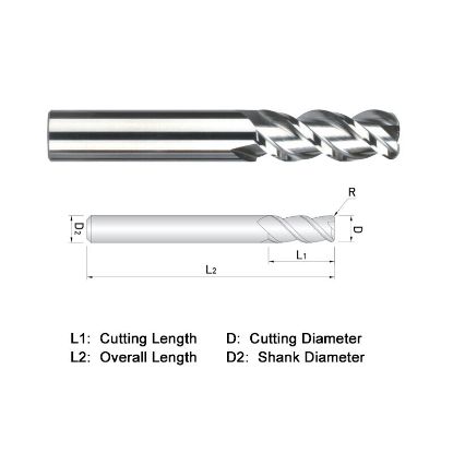 Picture of WIDIN WAR503A048030 DIA 3/4 SH 0.7500 LOC 1.00 OAL 4.00 End Mill Standard Flute High Helix Carbide DLC Single End Corner Radius 0.0300 0.76MM ALU-WAVE