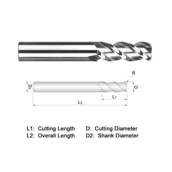 Picture of WIDIN WAR503A048030 DIA 3/4 SH 0.7500 LOC 1.00 OAL 4.00 End Mill Standard Flute High Helix Carbide DLC Single End Corner Radius 0.0300 0.76MM ALU-WAVE