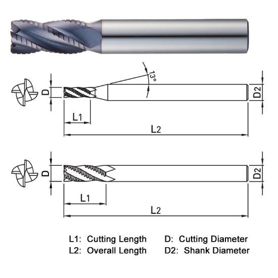 Picture of WIDIN ZF603080 DIA 8MM SH 0.3150 LOC 0.7087 OAL 2.3622 End Mill Carbide AlTiN Single End Square Sharp Z-CLASSIC