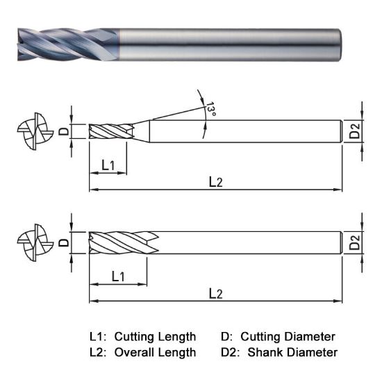Picture of WIDIN ZM524120 DIA 12MM SH 0.4724 LOC 1.1811 OAL 4.3307 End Mill Standard Flute Standard Helix Carbide AlTiN Single End Square Sharp Z-CLASSIC