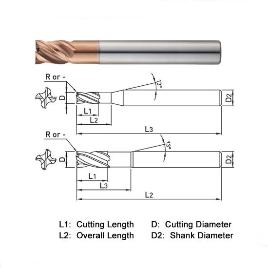 Picture of WIDIN ZS104100 DIA 10MM SH 0.3937 LOC 0.4724 OAL 2.9528 End Mill Standard Flute Standard Helix Carbide AlTiN Single End Square Sharp Z-STAR
