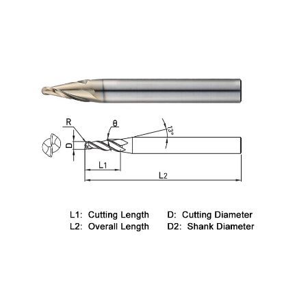 Picture of WIDIN WTE50203010 DIA 3MM SH 0.3937 LOC 0.6299 OAL 1.9685 End Mill Taper Flute Carbide AlTiN Single End Square Sharp WINNER