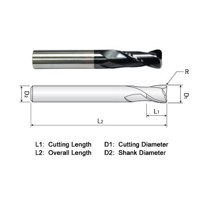 Picture of WIDIN ZR502A01205 DIA 3/16 SH 0.2500 LOC 0.3750 OAL 2.50 End Mill Standard Flute Standard Helix Carbide AlTiN Single End Corner Radius 0.0100 0.25MM CLASSIC