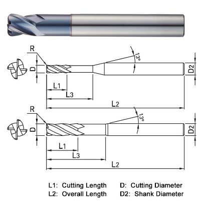 Picture of WIDIN ZR5040610 DIA 6MM SH 0.2362 LOC 0.3150 OAL 2.1654 End Mill Standard Flute Standard Helix Carbide AlTiN Single End Corner Radius 0.0394 1.00MM Z-CLASSIC