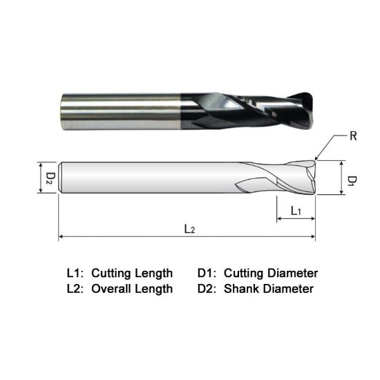 Picture of WIDIN ZR506A04060 DIA 5/8 SH 0.6250 LOC 1.2500 OAL 3.6250 End Mill Standard Flute High Helix Carbide AlTiN Single End Corner Radius 0.0600 1.52MM Z-CLASSIC