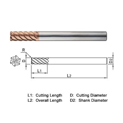 Picture of WIDIN ZR73610020SP DIA 10MM SH 0.3937 LOC 0.9843 OAL 3.9370 End Mill Standard Flute High Helix Carbide AlTiN Single End Corner Radius 0.0787 2.00MM Z-STAR
