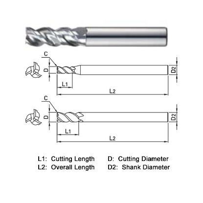 Picture of WIDIN XCC503200 DIA 20MM SH 0.7874 LOC 1.7717 OAL 3.9370 End Mill Standard Flute High Helix Carbide TiAlN Single End 45.0° Chamfer X-STAR